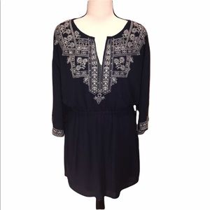 Women’s Dress Blue Boho Embroidered Tie Sides Size Small NWT